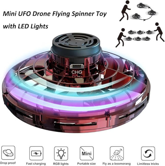 Magic Flying UFO Spinner Mini Drone – Hand-Controlled Boomerang with LED Lights