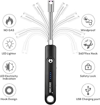 Electric Rechargeable Flameless Windproof USB 360 Deg Flexible Neck for Kitchen, Pooja Room, Barbecue, Candles, Gas Stove, BBQ, Fireworks (Silver)