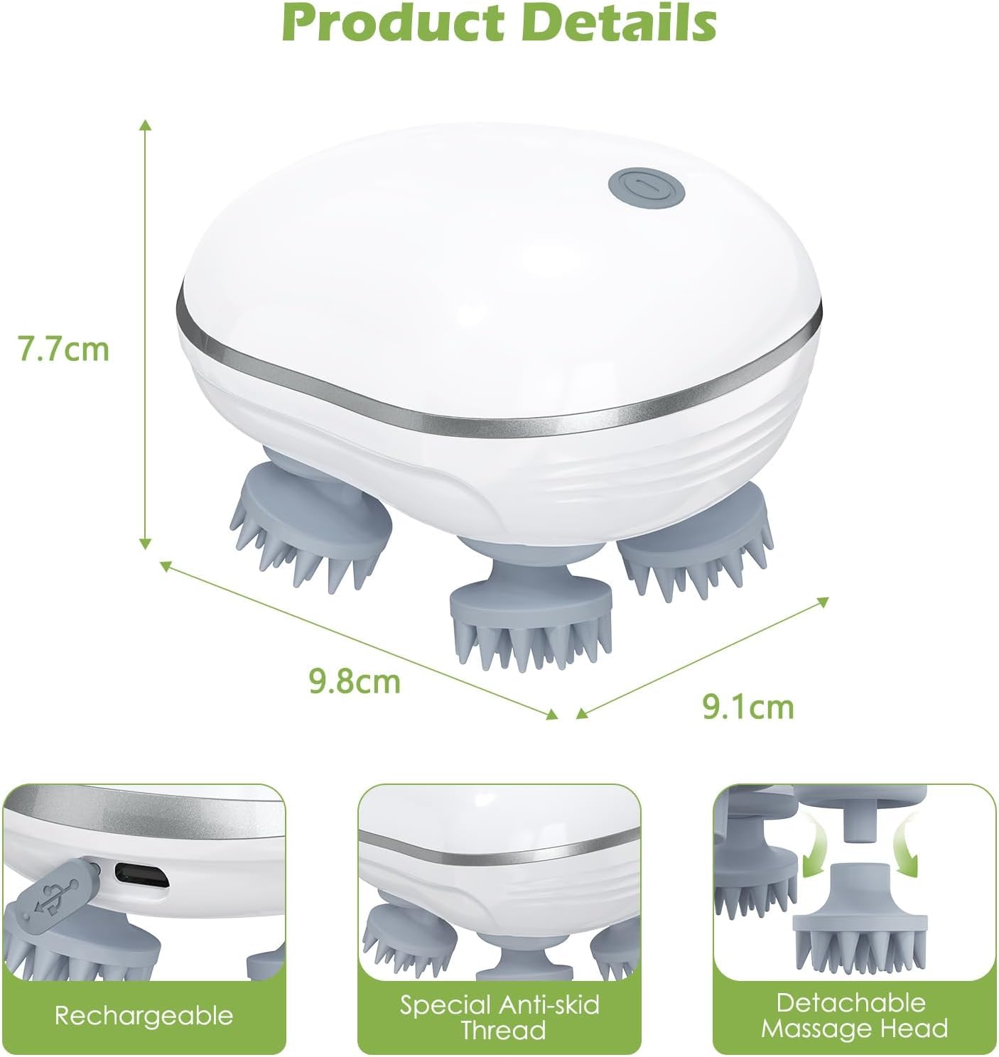 360° Head & Scalp Massager – Rechargeable, Detachable, and Ergonomic