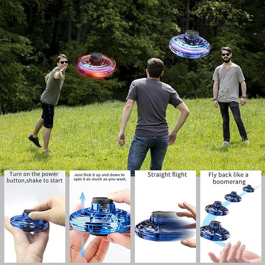 Magic Flying UFO Spinner Mini Drone – Hand-Controlled Boomerang with LED Lights