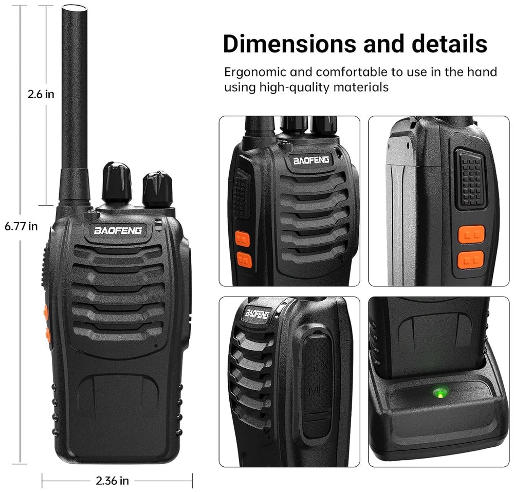 Long Range Walkie Talkie – 5KM Two-Way Radio with 16 Channels & LED Flashlight